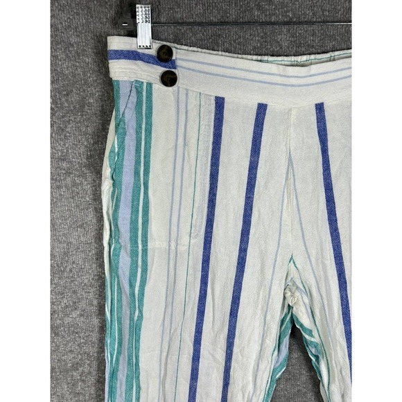 Ellen Tracy Linen Rayon Striped Pull On Pants Womens Size XL Pockets - Picture 8 of 16